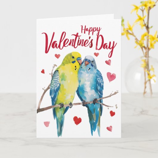 Carte Budgie Valentine (Fleur jaune)