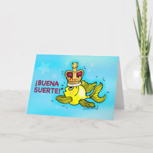 Carte ¡ BUENA SUERTE ! Poissons drôles espagnols de