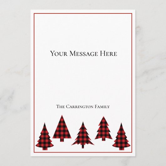 Carte Buffalo Check Joyeux Noël Rustique Simple (Dos)