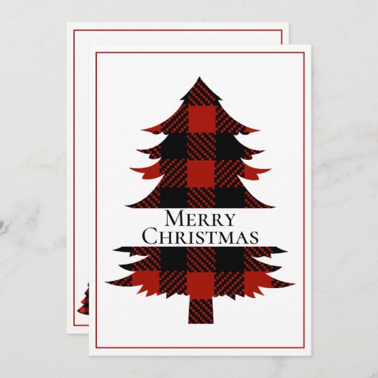 Carte Buffalo Check Joyeux Noël Rustique Simple (Devant / Derrière)