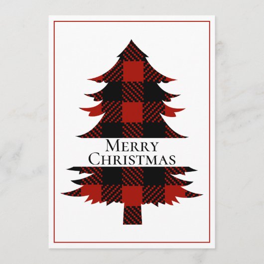 Carte Buffalo Check Joyeux Noël Rustique Simple (Devant)