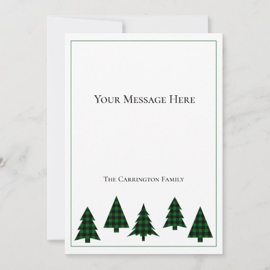 Carte Buffalo Check Joyeux Noël Rustique Simple (Dos)