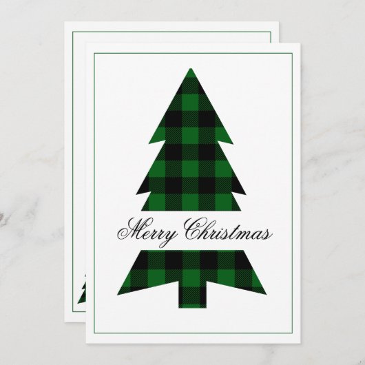 Carte Buffalo Check Joyeux Noël Rustique Simple (Devant / Derrière)