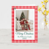 Carte Buffalo Check Style Cadre photo Joyeux Noël (Fleur jaune)