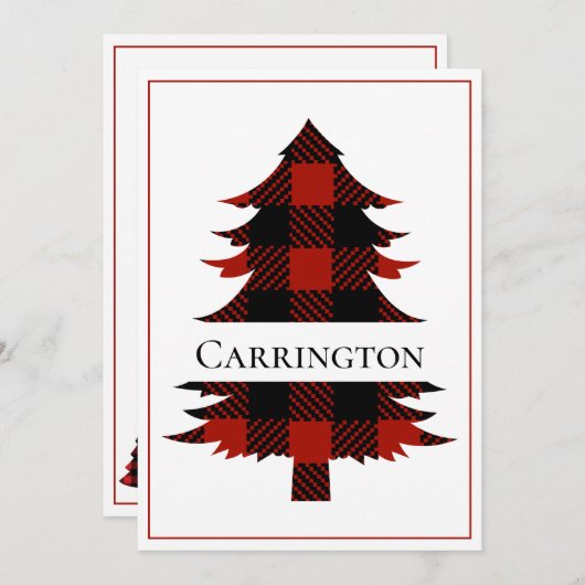 Carte Buffalo Plaid Joyeux Noël Rustique Simple (Devant / Derrière)