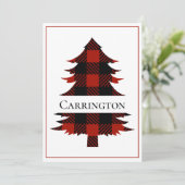Carte Buffalo Plaid Joyeux Noël Rustique Simple (Debout devant)