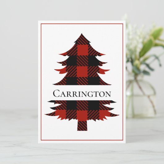 Carte Buffalo Plaid Joyeux Noël Rustique Simple (Debout devant)