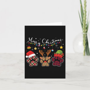 Carte Buffalo Plaid Leopard Chien Paws Joyeux Noël Lièvr