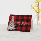 Carte Buffalo plaid Noël et nouvelle année (Fleur jaune)