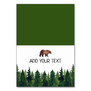Carte Buffet Ours de forêt aquarelle