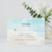 Carte buffet RSVP Watercolor Beach Wedding (Debout devant)