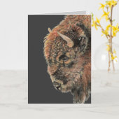 Carte Buffle, Bison, Aquarelle Animal Vieille Âge Annive (Fleur jaune)