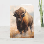 Carte Buffle de bison américain au portrait sauvage (Devant)