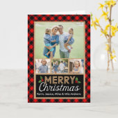 Carte Buffle rouge et noir en plastique Noël (Fleur jaune)