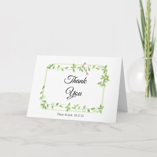 Carte Bufs roses sur Merci Mariage Lierre Vert (Devant)