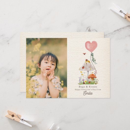 Carte Bugs & Baisers Ladybugs Classroom Valentine (Devant/Arrière en situation)