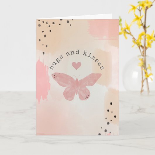 Carte Bugs & Baisers Saint-Valentin Papillon (Fleur jaune)