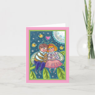 CARTE BUGS D'AMOUR, LUCIOLLES & AMOUREUX AU CLAIR DE LUN
