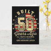 Carte Built 50 Years Ago Funny 50th Birthday Usa Flag  (Fleur jaune)