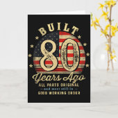 Carte Built 80 Years Ago Funny 80th Birthday Usa Flag  (Fleur jaune)