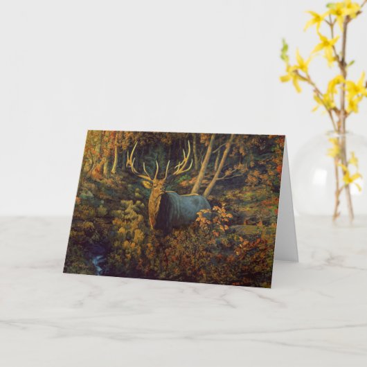 Carte Bull Elk dans la forêt d'automne (Fleur jaune)