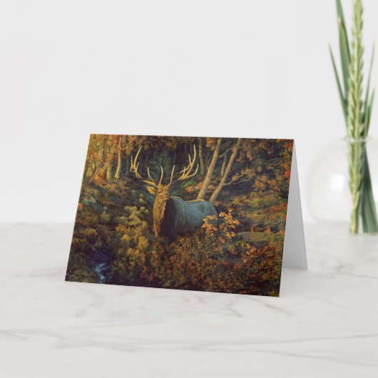 Carte Bull Elk dans la forêt d'automne (Devant)