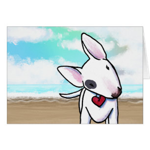 Carte Bull Terrier Beachy Cute Note