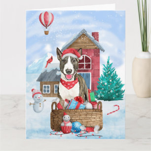 Carte Bull Terrier Chien dans la neige Maison de Chien d