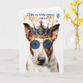 Carte Bull Terrier Chien King pour une journée d'anniver (Fleur jaune)