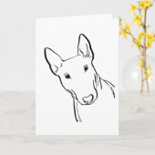 Carte Bull Terrier Chien Line Idée cadeau d'art (Fleur jaune)