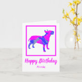 Carte Bull Terrier Chien rose Silhouette Funny Anniversa (Fleur jaune)