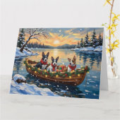 Carte Bull Terrier Christmas Boat Holiday (Fleur jaune)