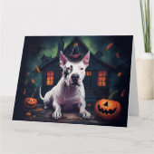 Carte Bull Terrier Citrouille Halloween effroi (Devant)