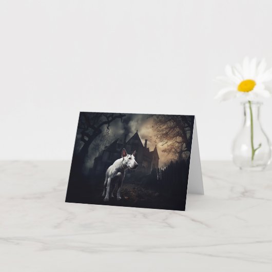 Carte Bull Terrier Halloween effroi (Petite plante)