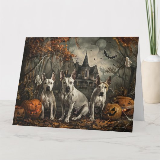 Carte Bull Terrier Halloween Night Doggy Délice (Devant)