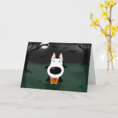 Carte Bull Terrier Halloween Vampire (Fleur jaune)