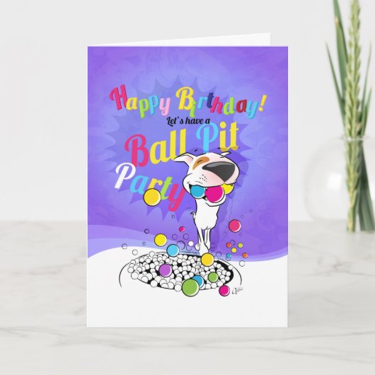 Carte Bull Terrier Joyeux Anniversaire (Devant)