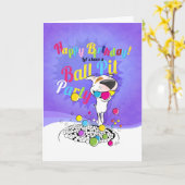 Carte Bull Terrier Joyeux Anniversaire (Fleur jaune)