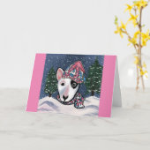 Carte Bull Terrier Miniature (Fleur jaune)