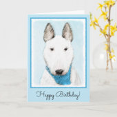 Carte Bull Terrier Peinture - Cute Original Dog Art (Fleur jaune)