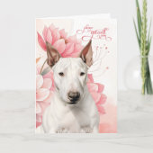 Carte Bull Terrier Soft Pink Botanical Blooms Get Well (Devant)
