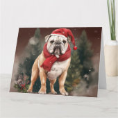 Carte Bulldog à Noël de neige (Devant)