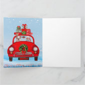 Carte Bulldog Anglais En Voiture Avec Le Père Noël (Intérieur)