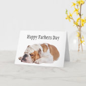 Carte Bulldog anglais endormi Fête des Pères (Fleur jaune)