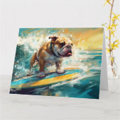 Carte Bulldog Beach Surf Peinture (Fleur jaune)