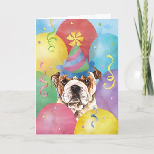 Carte Bulldog Birday Balloons (Devant)