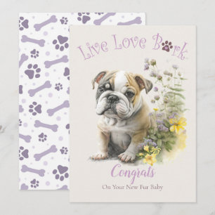 Carte Bulldog Chien Maman Adoption Florale