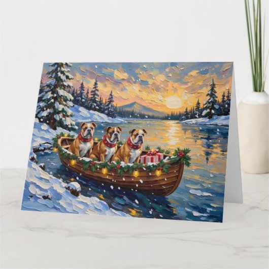 Carte Bulldog Christmas Boat Holiday (Devant)