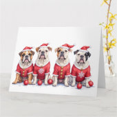 Carte Bulldog Christmas Dress Santa Hat (Fleur jaune)