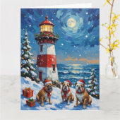 Carte Bulldog Christmas Lighthouse Holiday (Fleur jaune)